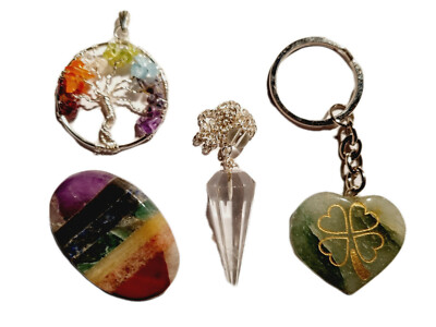 7 Chakra Glücks Pendel Set mit Säckchen