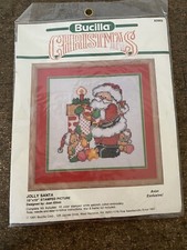 Bucilla Stamped Needlework Kit Complete Jolly Santa 10 x 10"
