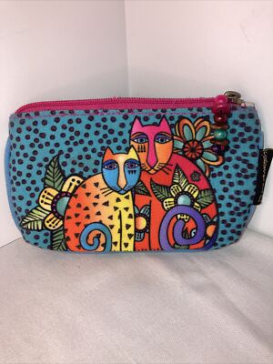 Laurel BURCH 7x4 Cosmetic Pouch Bag Feline Clan Cat 2015  Polkadots 