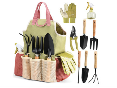 Gardening Tools Set of 10 - Complete Heavy Duty Garden Tools Set with Fashion Ha