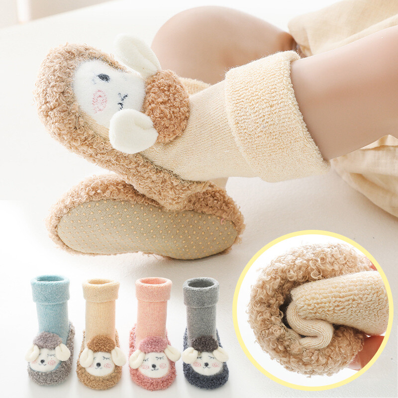 Newborn Girls Boys Baby Toddlers Soft Sole Warm Sock Non-slip Cotton Shoes Size