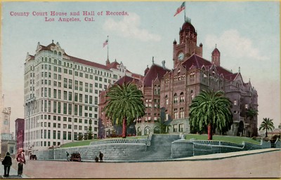 Street View County Court House & Hall of Records Los Angeles CA Postcard B3