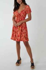 QED LONDON LADIES DOTTY SHIRRED SWEETHEART MINI DRESS NEW (ref 158 ) SALE