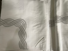 Matouk India NWT 1pc F/Q Duvet Triple Chain 350TC Percale White/Gray 3 SOLD
