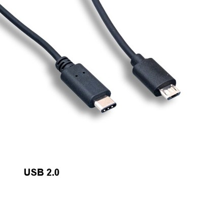 10PCS 3' USB 2.0 Type Micro B to Type C Cable Data Sync Charge for PC Mac HDD