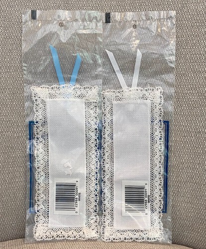 2 Stitch N Mark Bookmark Jeanette Crews White Aida Lace White/ Blue Ribbon - Picture 2 of 4
