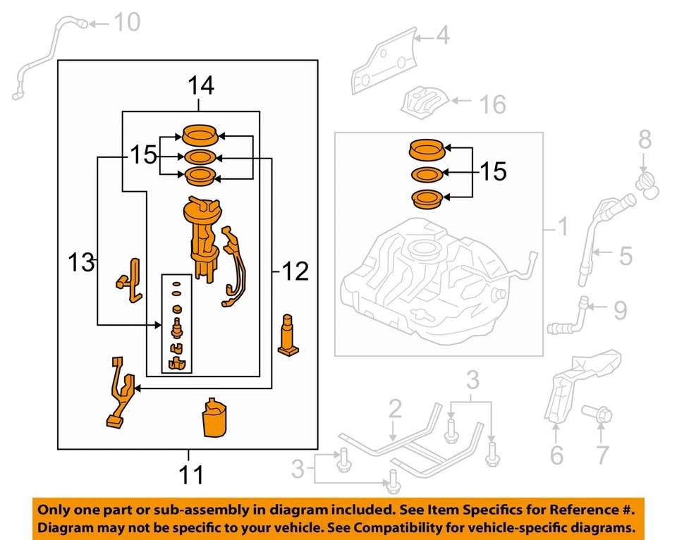 Used Fuel Pump fits: 2009 Honda Civic Pump Assembly Sdn 1.8L Japan built Grade A Foto 3 de 4
