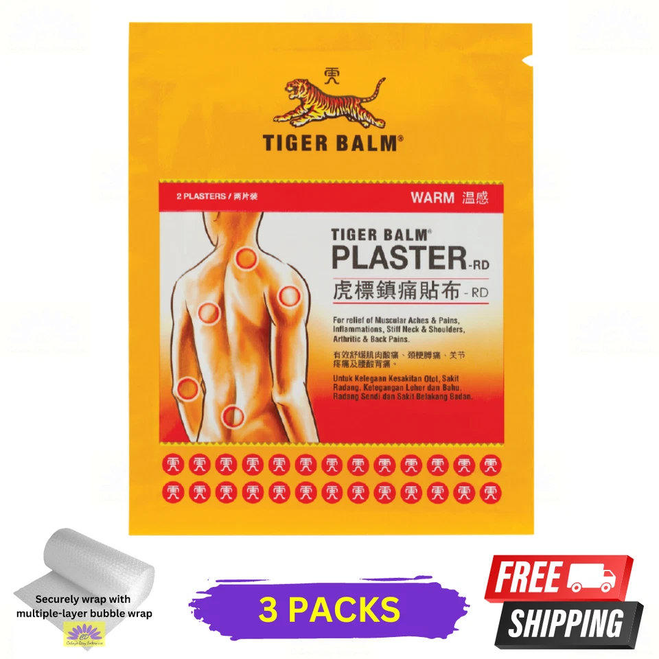 3 X Tiger Balm Plaster 2 Warm Patch Pain Relief Muscle Arthritis (10cm X 14cm) - Image 2 of 4