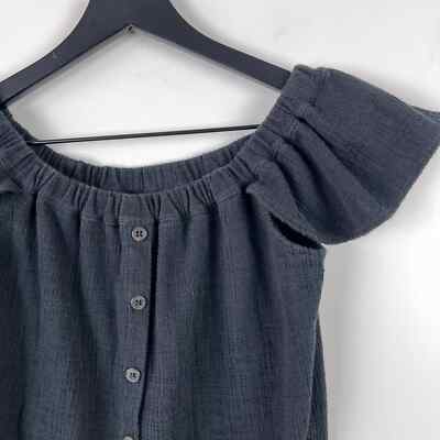 Madewell (XS) Off Shoulder Button Front Top Black | eBay