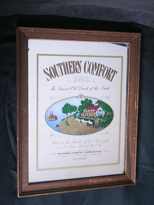 Miroir Vintage Années 70 – Southern Comfort – 33.5 X 25.5 Cm