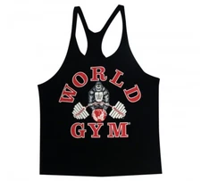 World Gym Tank Top String Mens Gorilla logo vest Stringer-  W300
