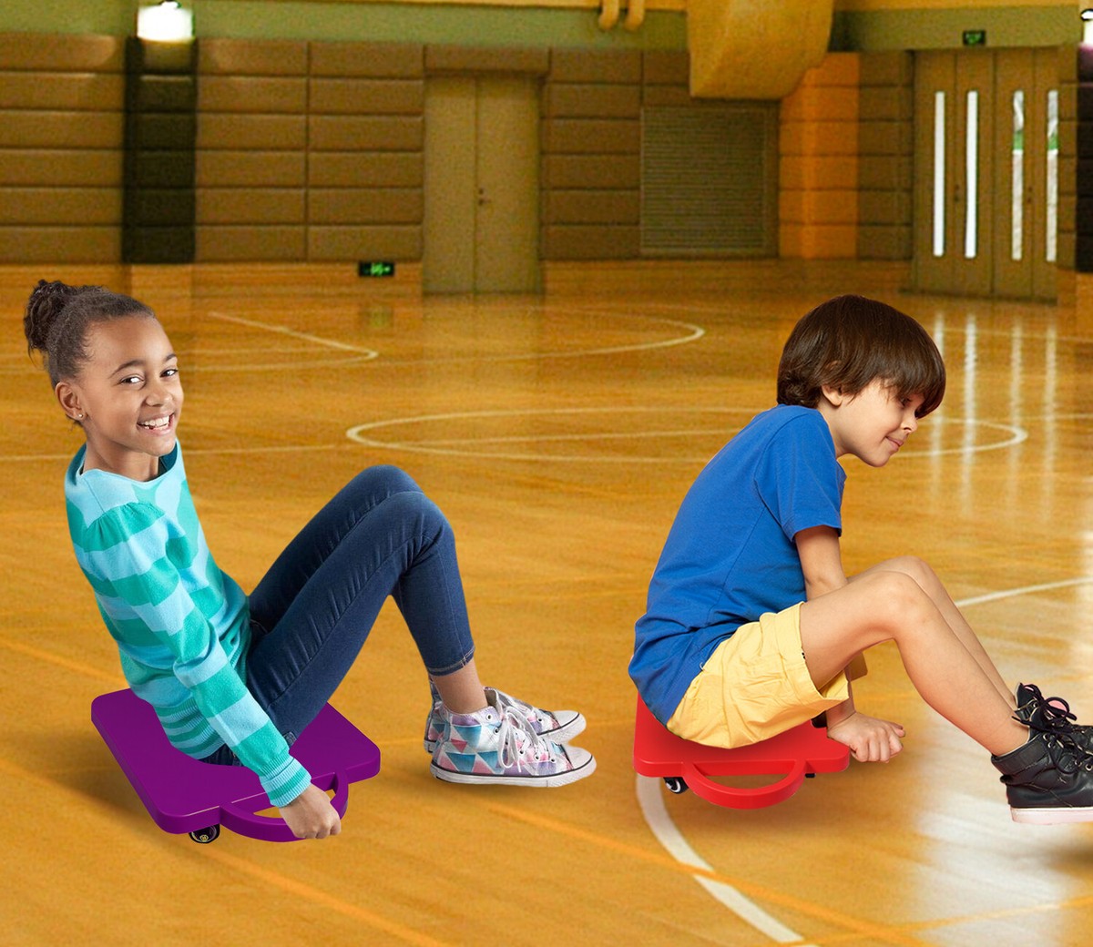 Sitting Scooter Board w/Handles. Floor Sliding Scoot Board for