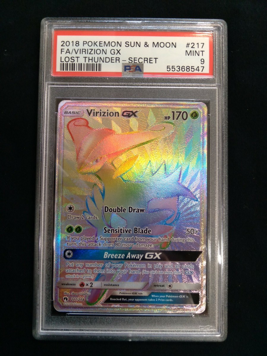 Graded PSA 9 2018 Pokemon Sun & Moon Full Art VIRIZION GX #217
