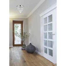 Crystal Chandelier Flush Mount Light Fixture Chrome Foyer Dining Living Room 18"