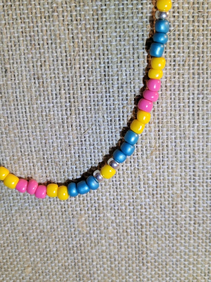 Multicolor Rosa Turquesa Amarillo Surfer Boho Collar Cuentas Cuentas de Vidrio Hippie Foto 4 de 4