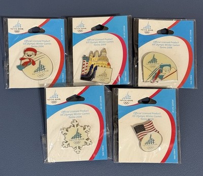 2006 Torino Winter Olympics Official Licensed Pin Lot of 5 Sealed USA