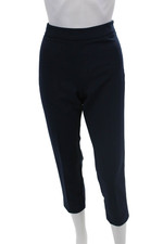 Donna Karan New York Womens Flat Front Tapered Pants Trousers Navy Size 2