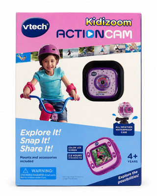 New VTech Kidizoom Action Cam Purple Kids Digital Video Camera Waterproof Case