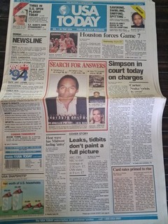 O.J. Giornale Simpson USA Today 20 giugno 1995 vintage storia da collezione
