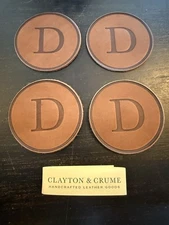 Clayton & Crume Leather Coaster Set Of 4 LETTER D