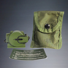 CAMMENGA U.S. TRITUM MILITARY COMPASS 3H OLIVE GREEN POUCH AND INSTRUCTIONS