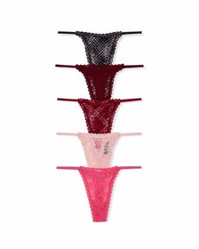 5 Pack Victoria&rsquo;s Secret sz L Lace Thong String Panties Bundle Lot Set