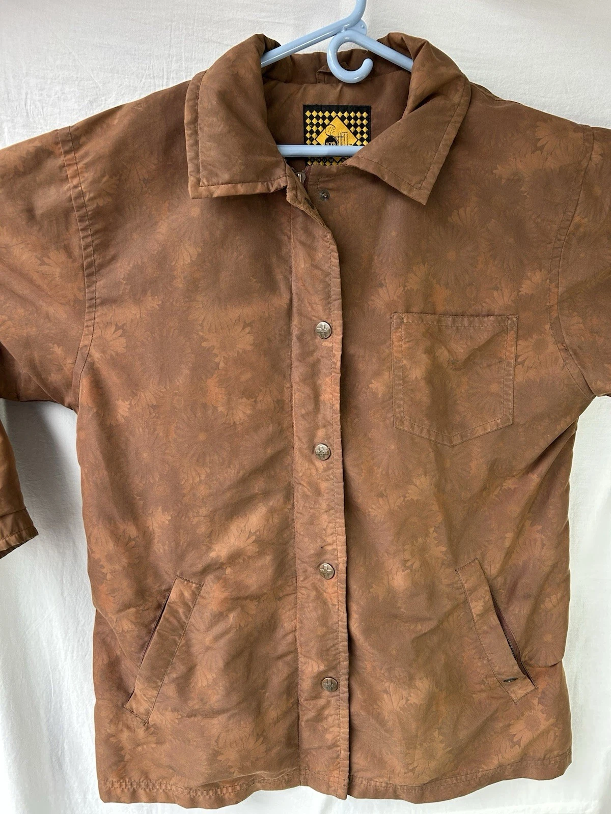 Vintage BOMB HELL Men’s Snow Wear Jacket Brown Fall Leaf Print Size XL