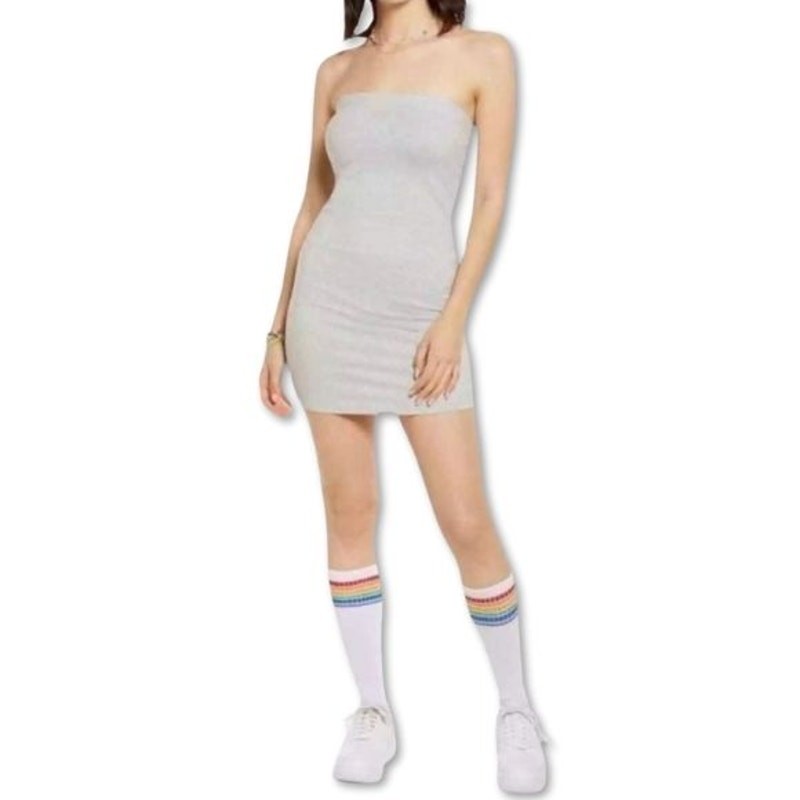 knee length bodycon dress with sneakers BP Strapless Mini Straight Neckline Heathered Gray W S NWOT Midi dress Size:Belt-50 1920 style dresses Babyblue Mini Dress Zara fitting silhouette accentuates your