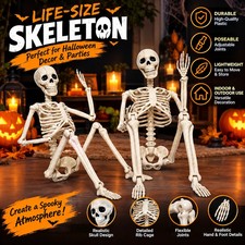 2 Pack 36 Halloween Skeleton Life Size Posable Full Body Outdoor Decor Free Ship