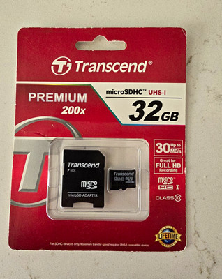 Transcend Premium 32GB microSDHC UHS-I Class 10 Memory Card + SD Adapter