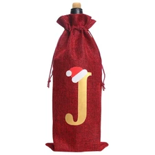 Burlap Wine Bag Christmas Wine Bags With Letters Wine Champagne Gift Bag