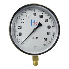 Blue Ribbon BR601D-454E 4.5" Dial 1/4" MNPT Pressure Gauge 0-100 PSI