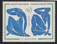 Matisse Les nus bleus TIMBRE France  1961 n°1320 Y&T 65c neuf