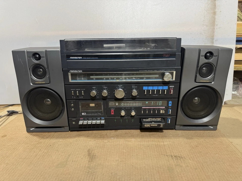 SOUNDESIGN 5958 Receptor Estéreo Cassette 8 Pistas Reproductores Tocadiscos Altavoces LEER Foto 2 de 4