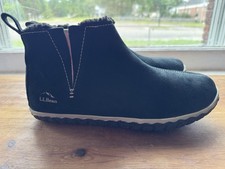 LL Bean Women s Suede Mountain Slipper Boots Sz 9 in Black - NWOB
