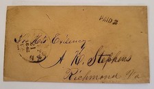 [RAS]Sep 1861 Confederate Stampless Richmond Stephens 'buy me a repeater?' Cover