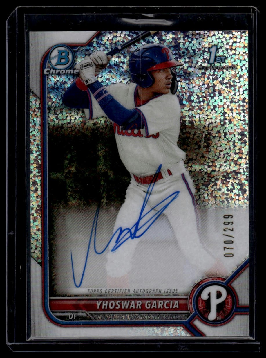 2022 Bowman #CPA-YG Yhoswar Garcia Chrome Auto Speckle Ref /299