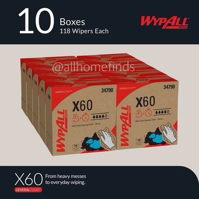WypAll GeneralClean X60 Multi-Task Cleaning Cloths Pop-Up Box, 10 Boxes/Case