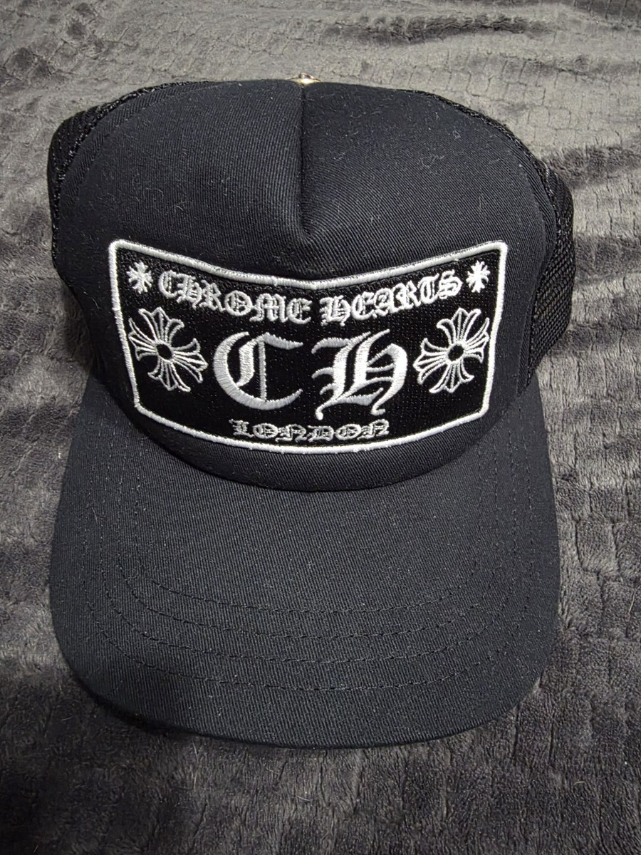 Chrome Hearts London Trucker Hat Authentic CH Black Snap Back Mesh