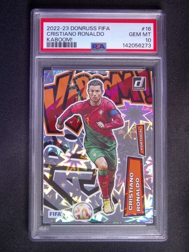 2022-23 Panini Donruss FIFA Cristiano Ronaldo #16 Kaboom Case Hit SSP PSA 10
