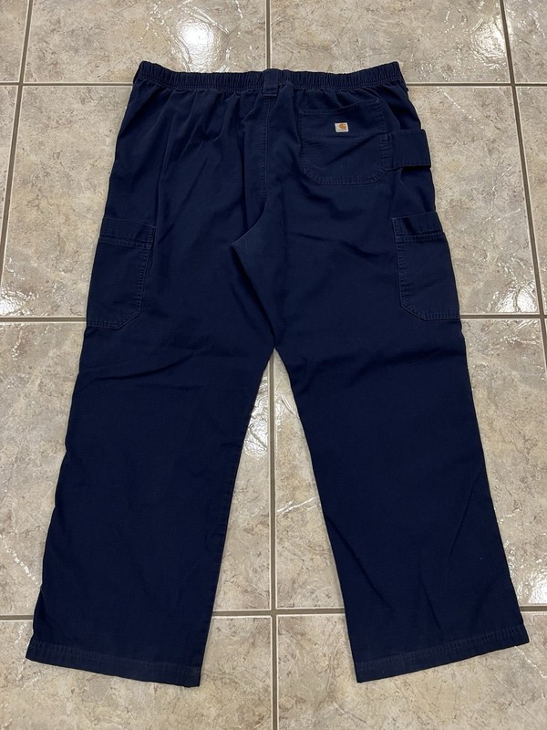 Carhartt Scrub Pants Mens XL Blue Ripstop Cargo Pockets Utility Navy Blue Baggy