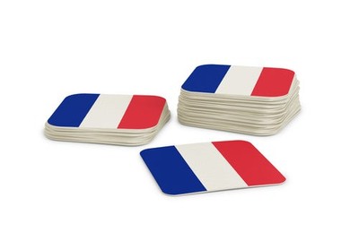 Frankreich Bierdeckel (50 Stück) aus Pappe eckig (9,3cm x 9,3cm) I WM Tischdeko 