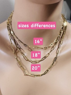 New 18K 750 Genuine Real Pure Saudi Gold Paperclip Necklace 20