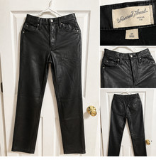 Universal Thread Goods Co. 90s-style high-rise straight-leg leather trousers, bl