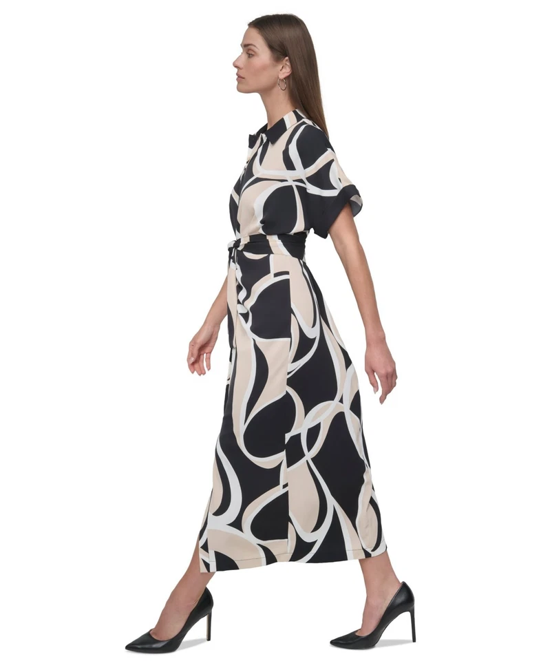 Maxi Vestido Camisa DKNY Estampado Multicolor, Mujer Talla M Foto 2 de 4