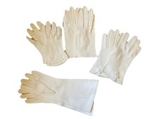 Lot Of 4 Pairs Womens White Cotton Formal Evening Dress Gloves/Small