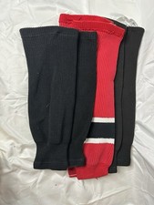 Lot Knit Hockey Socks 3 Pair Youth Medium And Large Red And Black