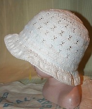 NEW Baby Gap White Cotton Crocheted Child Baby Hat S/M
