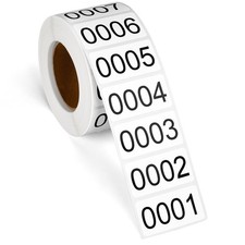 Consecutive Number Stickers, 1-1000 Self-Adhesive 1.6" x 0.8", 0001-1000