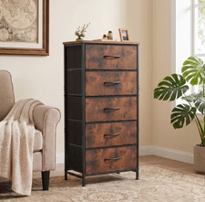 5 Drawer Dresser with Fabric Bins Sturdy Steel Frame Storage Organizer Chest